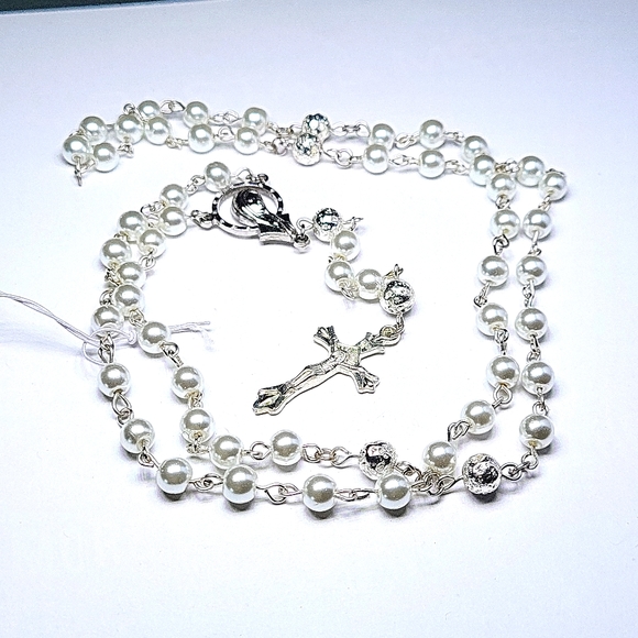 Ivory glass beads handmade rosary - Picture 1 of 2